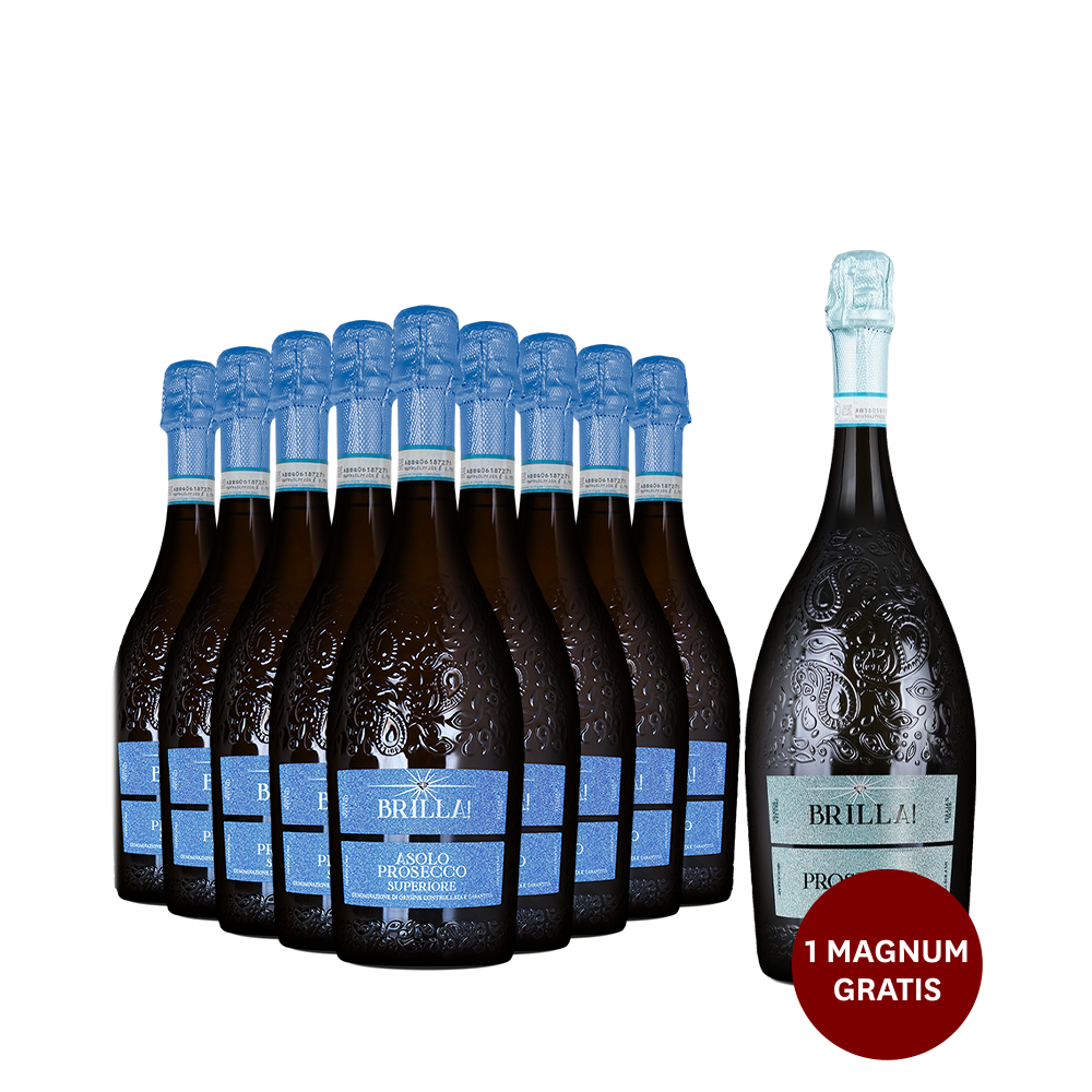 9 Flaschen Brilla! Prosecco Spumante Asolo Superiore + Gratis Magnum Brilla! Prosecco Spumante Extra Dry