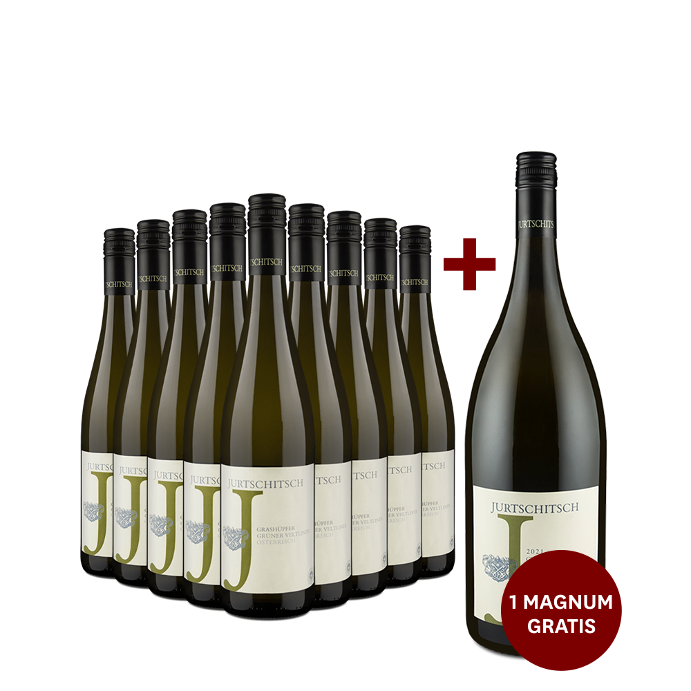 9 Flaschen Grüner Veltliner Grashüpfer 2021 + Magnum