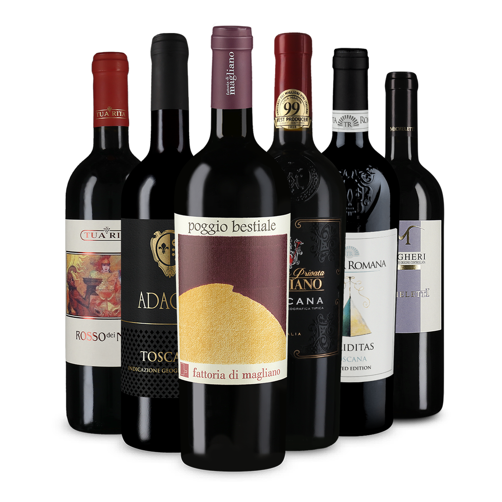 6x1 Wine in Black Super Tuscan Set