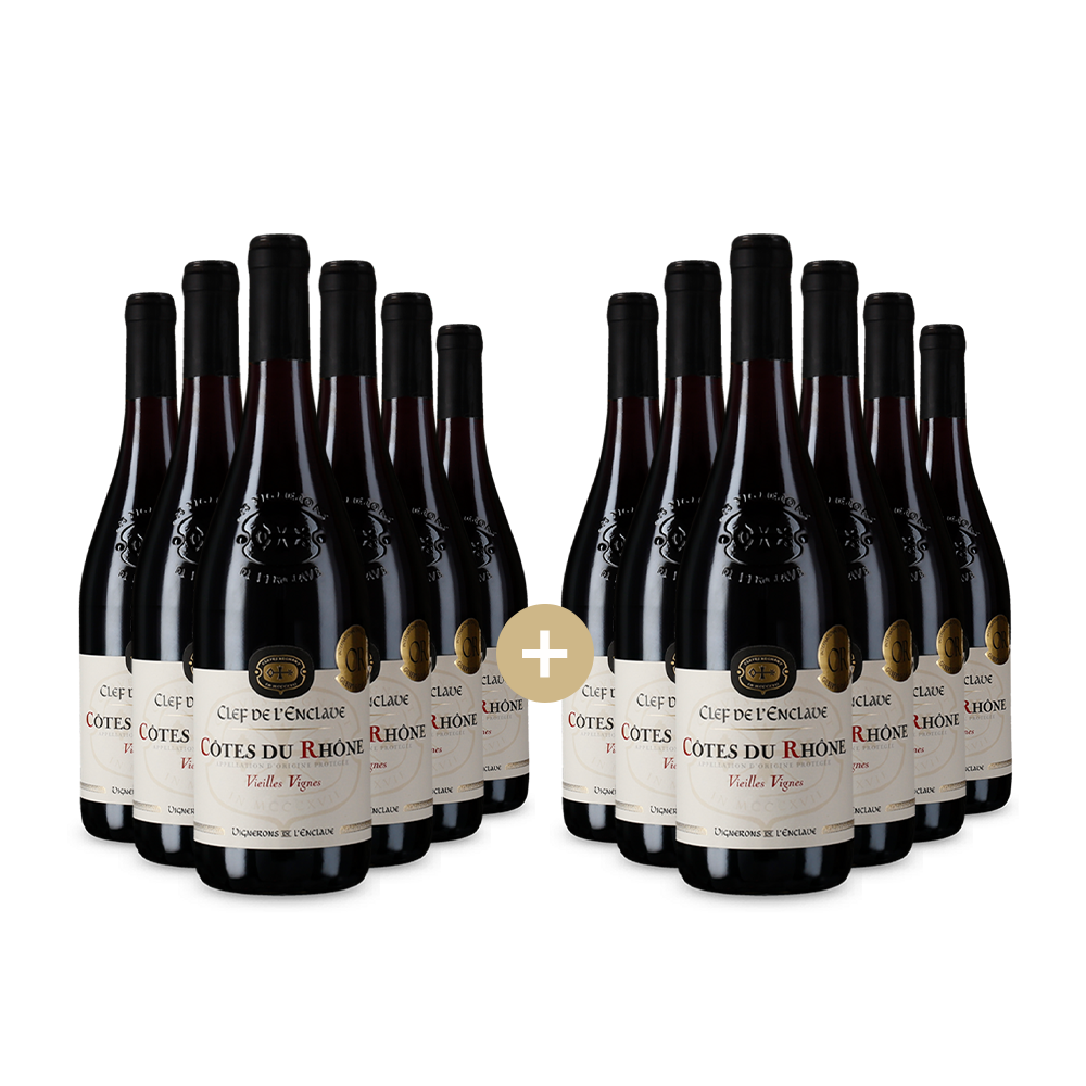 6+6 Flaschen Les Clefs de l'Enclave Réserve Vieilles Vignes Côtes du Rhône 2021