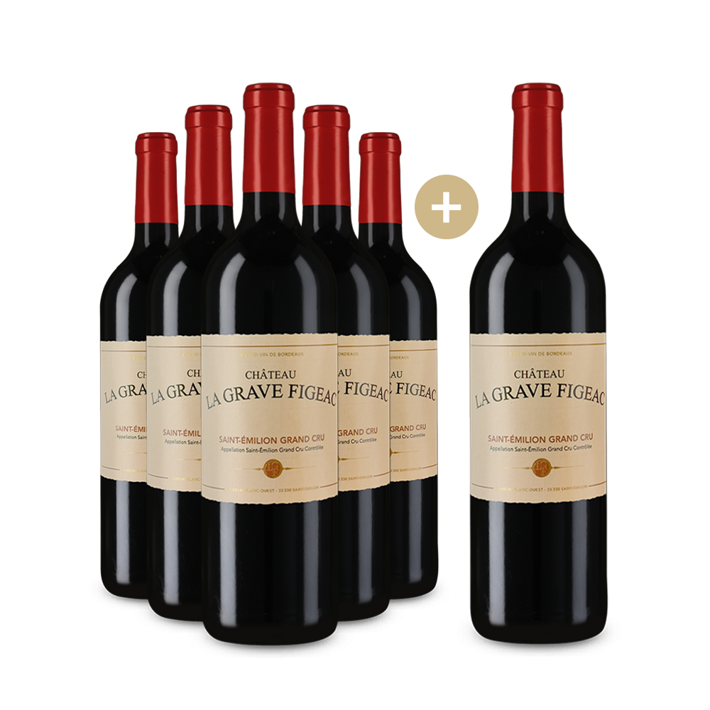 5+1 Flaschen Château La Grave Figeac Saint-Émilion Grand Cru 2018