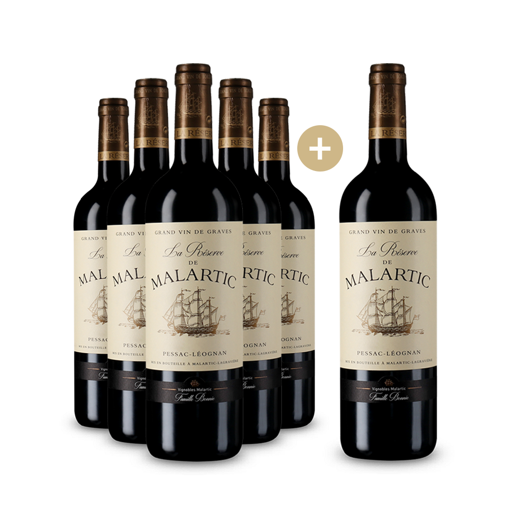 5+1 Flaschen Château Malartic-Lagravière La Reserve de Malartic Pessac-Léognan 2016