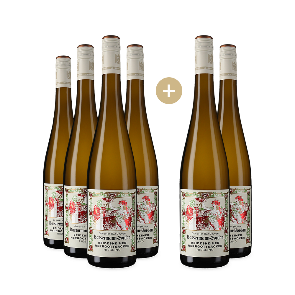 4+2 Flaschen Bassermann Jordan Deidesheimer Herrgottsacker VDP.Erste Lage Riesling trocken 2022