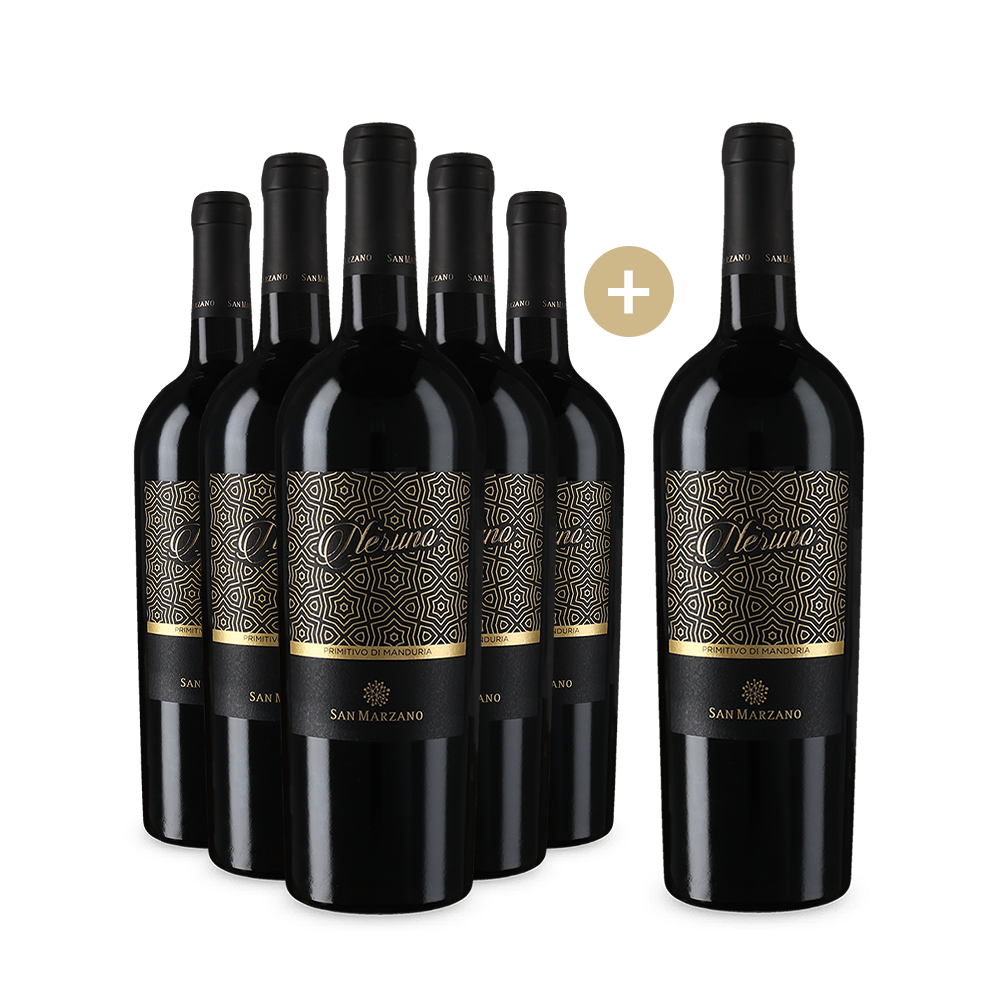 5+1 Flaschen Cantine San Marzano Primitivo di Manduria Neruno 2022