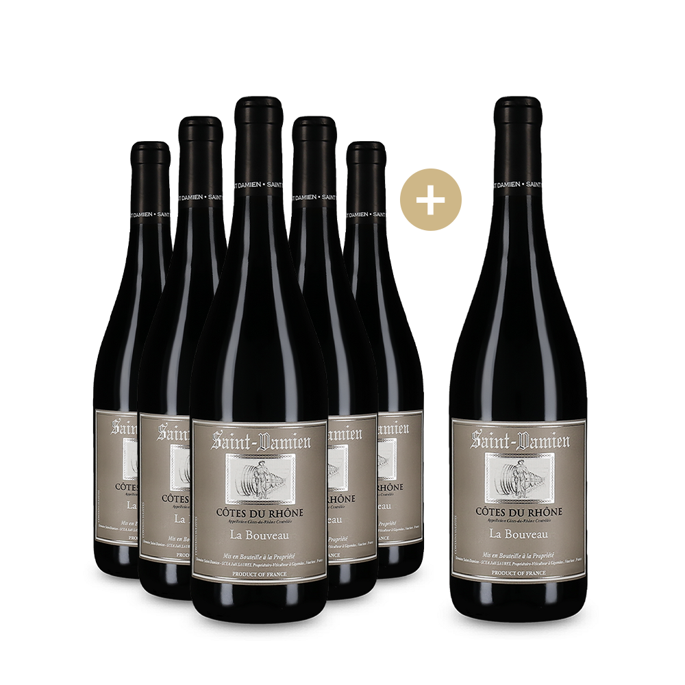 5+1 Flaschen Domaine Saint Damien Côtes du Rhône La Bouveau 2023