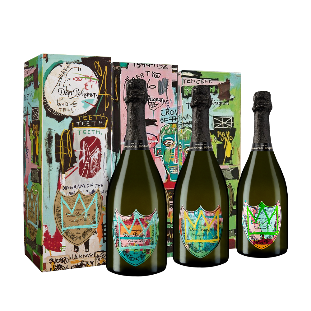 Champagne Dom Pérignon Jean-Michel Basquiat Édition Gift Box 3er-Set Vintage 2015