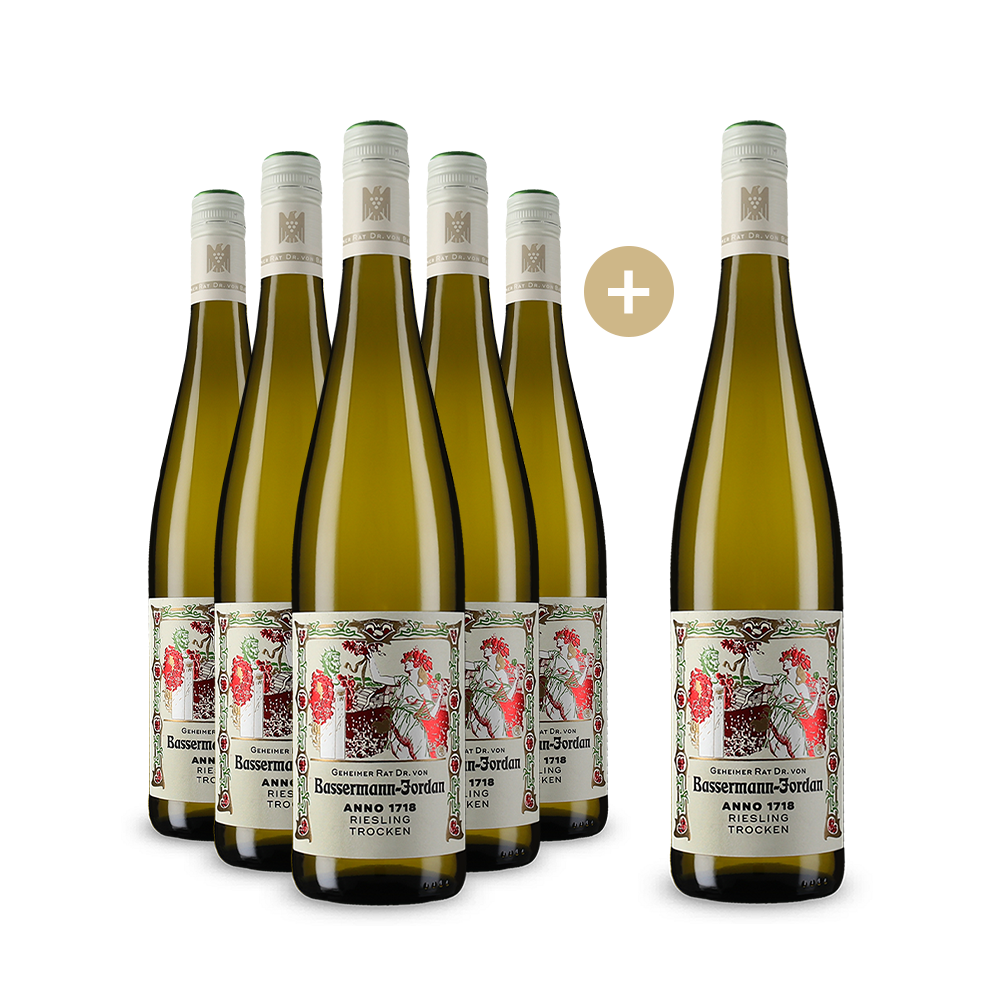 5+1 Flaschen Anno 1718 Riesling trocken 2022