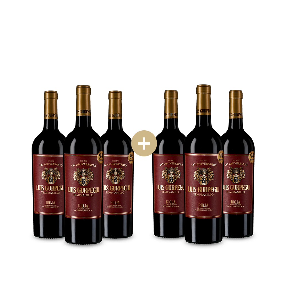 3+3 Flaschen Luis Gurpegui Muga Tempranillo Rioja 2021