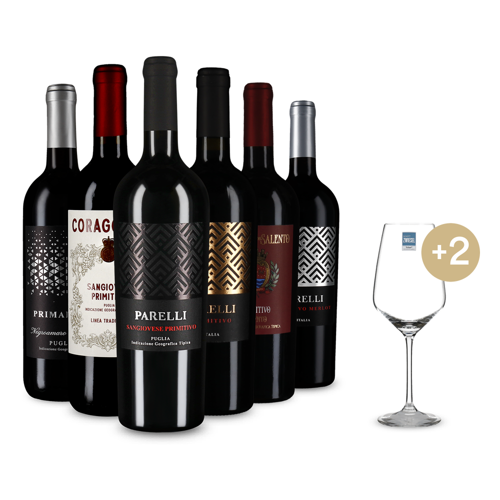 6x1 Primitivo pro milovníky objevování + 2 sklenice a doprava zdarma