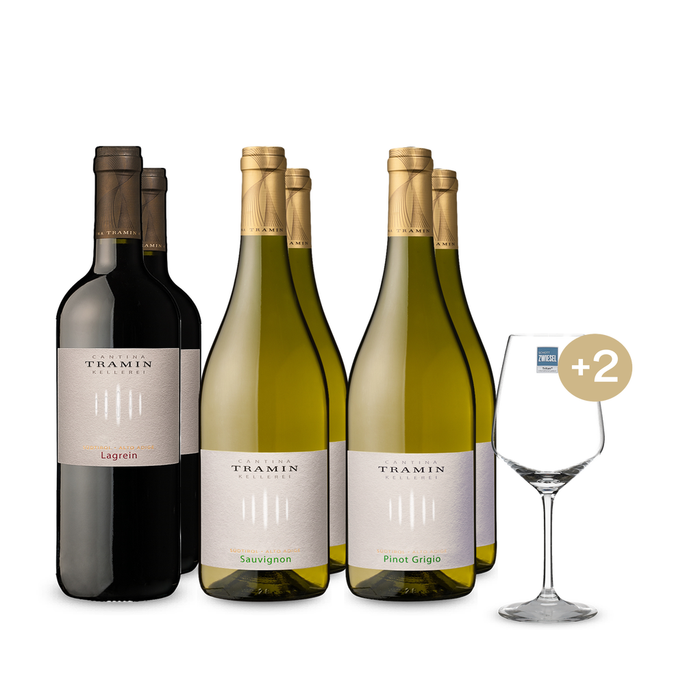 3x2 Cantina Tramin + 2 Weingläser