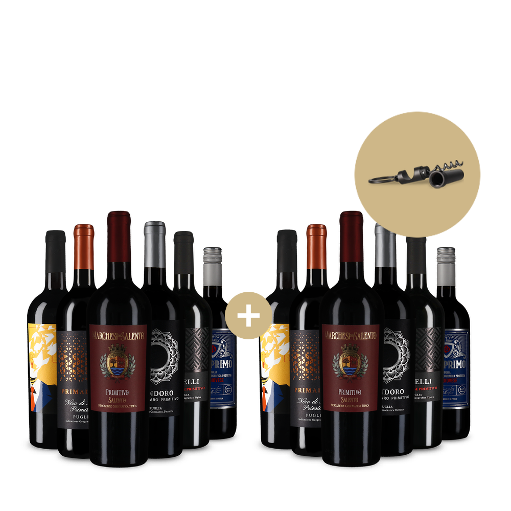 6+6 zdarma: Primitivo & Co.: rozmanitost Apulie + otvírák lahví 2 v 1