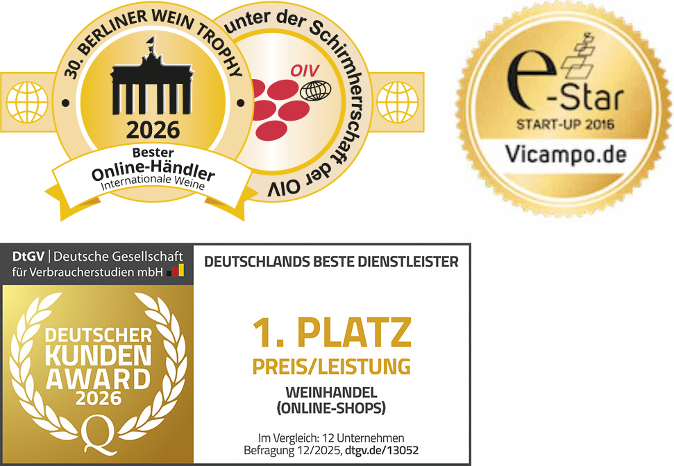 Bester Weinfachhändler Deutchland online Berlin Wine Trophy 2025 | e-Star | Deutscher Kundenaward 2026 1. Platz Weinhandel Onlineshops DtGV
